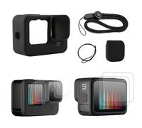Silicone Sleeve Protective Case for Go Pro Hero 12/11/10/9 Black Silicone Camera Accessories Rubber Protective Case with Lanyard & Lens Caps & Screen Protectors Action Camera Accessories Kit
