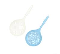 Silicone Slotted Spoon Heat-Resistant Food Safe Long Handle Nonstick Wide Head Efficient Liquid Drainage Easy Cleaning 36x16.2cm Blue White 1 or 2 Pieces for Frying (mix)