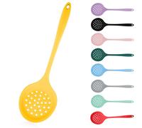 Silicone Slotted Spoon, Strainer, Skimmer - Non Stick, Heat Resistant, Yellow