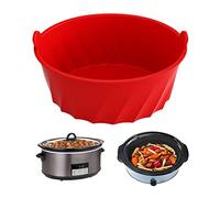 Silicone Slow Cooker Divider Liners 11.2x9.8x4.5in, Crock Pot Pockets Leakproof Crock Pot Slow Cooker Liners Accessories Silicone Reusable Fit 6-8 Quarts Oval(Red)