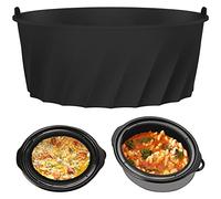 Silicone Slow Cooker Liner for 7-8QT Pot Reusable Slow Cooker with Handle Leakproof Slows Cookers Liner Insert Dishwasher Safe Silicone Cooking Liners for Kitchen Cooking(black)