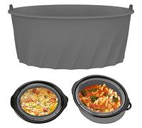 Silicone Slow Cooker Liner for 7-8QT Pot Reusable Slow Cooker with Handle Leakproof Slows Cookers Liner Insert Dishwasher Safe Silicone Cooking Liners for Kitchen Cooking(grey)