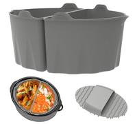 Silicone Slow Cooker Liner Reusable Slow Cooker Divider Leak Proof Heat-Resistant Slow Cooker Liner Insert with Handle & Cleaning Brush Foldable Cooking Liner for 6-8QT Oval Round Slow Cooker Home