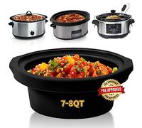 Silicone Slow Cooker Liners fit Crock Pot 7-8 QT,Crock Pot Liners For 7-8 Quart Oval or Round Slow Cookers,Reusable & Leakproof Silicone Slow Cooker Liner For Crockpot,Dishwasher Safe BPA Free