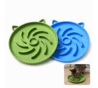Silicone Slow Feeder Cat Bowl, Green&Blue 2Pcs, Puzzle for Dry/Wet Food