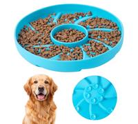 Silicone Slow Feeder Dog Bowl with Suction Cup Base,2 Cup Capacity Anti-sling Bowl for Small to Medium Dogs Maze Dog Bowls Slow Eating Dog Bowl,Slowing Down Eating,Blue