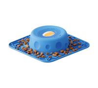 Silicone Slow Feeder Mat - Large 28x28cm With Rolling Ball | 2-in-1 Licking Bowl For Cats Dogs | For Yogurt Bone Broth Meat Snack, Anti Spill