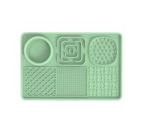 Silicone Slow Food Mat for Pets, 6 in 1 Silicone Pet Slow Food Mat with Suction Cups Anti Slip, Anxiety Relief Toys Pet Lick Mat for Dogs and Cats(Green)