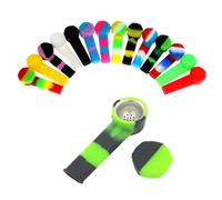 Silicone Smoking Pipe Silicone Weed Pipe with Cleaner Cover and Decorative Bowl Interior Heat Resistant Chunky Beautiful Gift for Father Husband and Collector Enthusiast (Random Color)