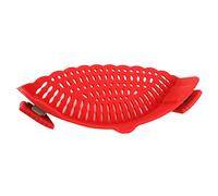 Silicone Snap N Strain Pot Strainer and Pasta Strainer, Clip On Strainer for Pot, Silicone Hands Free Pan Strainer, Kitchen Food Strainer for Spaghetti Pasta Meat Vegetables (Red)
