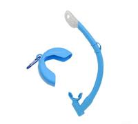 Silicone Snorkel Tube with Dry Top Valve and Drain Function, Compact Foldable Structure with Storage Box for Water Activities (Blue)
