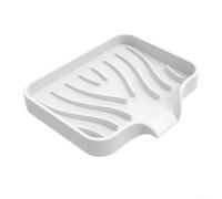 Silicone Soap Dish with Drain Lip for Shower and Sink - Quick Drainage Sponge Holder Kitchen Tidy Black 12x10cm(White)