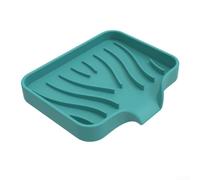 Silicone Soap Dish with Drain Lip for Shower and Sink - Quick Drainage Sponge Holder Kitchen Tidy Black 12x10cm(Green)