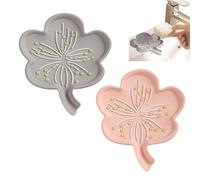 Silicone Soap Dish with Drainage, Flower Shape Self Draining Soap Holder, Anti-Slip Countertop Soap Saver Tray for Shower Bathroom Kitchen, 2 PCS