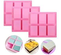 Silicone Soap Mold, 6 Cavity DIY Soap Molds, Rectangle Baking Mold Cake Pan Biscuit Chocolate Mold, Ice Cube Tray, Premium Silicone Soap Bar and Resin Mold for Homemade Craft,3packet