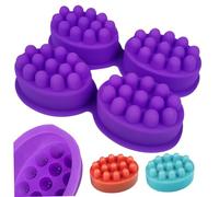 Silicone Soap Molds,Silicone Massage Bar Soap Molds 4 Cavity Oval Silicone Soap Molds Flexible and Non-stick Silicone Moulds for DIY Homemade Craft Massage Soap Bar Making 6.5x4.7x1.5 Inch