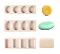 Silicone Soap Moulds, 3 PCS 4-Cavities Rectangle Oval Round Silicone Baking molds for Making Soap Bar Chocolate Resin Jelly DIY Homemade Crafts