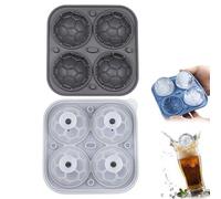 Silicone Soccer Ball Ice Cube Mold, 2.1" Large Ball Ice Mold with 4 Cavity, Fun Shapes Ice-Maker for Scoccer Party, Whiskey, Cocktails, Sports Gifts for Men, Dad