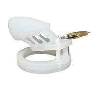 Silicone Soft CB Male Chastity Device Cock Cage with 5 Cock Ring Sex Toys for Men 6 Colors Available QC1 (CB6000S -Short cage, White)