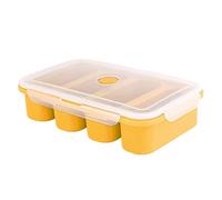 Silicone Soup Cube Food Freezing Container Molds with Lid 4 Cubes for Sauce Meal Yellow Food Freezing molds
