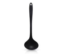 Silicone Soup Ladle, 11.2in Silicone Cooking Ladle Heat Resistant Soup Ladle Soup Serving Spoon Non Stick Ladle Spoon for Cooking(Black)