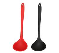 Silicone Soup Spoon Silicone Ladle Kitchen Cooking Tool Soft Heat for Home Kitchen Restaurant Canteen Food Grade Silicone Black Red 2pcs