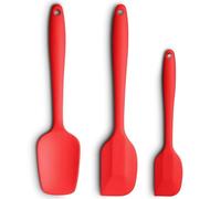 Silicone Spatula 3-Piece Set, Ergonomic Handle High Heat-Resistant Spatulas, Non-Stick Rubber Spatulas with Stainless Steel Core, Red