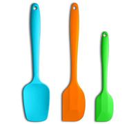 Silicone Spatula 3-Piece Set Heat Resistant 600°F Non-Stick Rubber Spatulas with Stainless Steel Core ALLWIN HOUSEWARE Large Spatula, Spoonula & Mini Spatula for Cooking & Baking, Multicolored