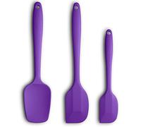 Silicone Spatula 3-Piece Set Heat Resistant 600°F Non-Stick Rubber Spatulas with Stainless Steel Core ALLWIN HOUSEWARE Large Spatula, Spoonula & Mini Spatula for Cooking & Baking, Purple