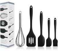 Silicone Spatula, 5 PCS High Heat Resistant Non-Stick Rubber Spatulas Set, Food Grade Baking Spatulas Kitchen Utensils for Baking, Cooking and Mixing (Black)