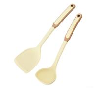 Silicone Spatula and Soup Spoon Set - Heat-Resistant Flexible Sturdy Cooking Utensils for Kitchen - Adapted Handle Simple for Clean 34 Cm Spatula 32. Cm Spoon(Set)