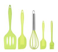 Silicone Spatula Set, 3 Pcs Heat-Resistant Spatula with Whisk & Brush, Non-Stick Rubber Kitchen Utensils Set for Cooking Baking & Mixing (Green)