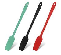 Silicone Spatula Set, 3 Pcs Silicone Jar Spatulas with Long Handle, 600℉ Heat Resistant Non-Stick Silicone Scraper, Kitchen Silicone Spatula for Cooking Baking Blenders Stirring Mixing, 3 Colors