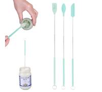 Silicone Spatula Set - 3PCS Retractable Scraper Spoon and Brush Set, Compact Kitchen Tool | Small Cosmetic Spatula for Bottle, Food, Cosmetic Jar, Cooking, Baking, Beauty Mini Spoon Set