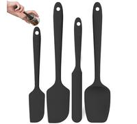 Silicone Spatula Set, 4 Pack Heat Resistant Rubber Spatulas with Stainless Steel Core, Non-Stick, Kitchen Utensils for Baking, Cooking and Mixing (Black)