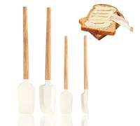 Silicone Spatula Set, 4 Pcs Baking Spatula with Wood Handle Heat Resistant Silicone Kitchen Baking Utensils Non Stick Rubber Spatulas for Cooking Mixing Scraping