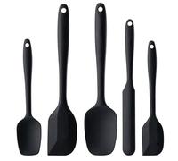 Silicone Spatula Set, 5 Piece Food Grade Rubber Spatulas for Baking, Cooking, and Mixing High Heat Resistant Non Stick Dishwasher Safe BPA-Free (Black)