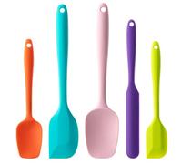 Silicone Spatula Set, 5 Piece Food Grade Rubber Spatulas for Baking, Cooking, and Mixing High Heat Resistant Non Stick Dishwasher Safe BPA-Free (Multicolor)