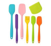 Silicone Spatula Set 7 Piece, Heat Resistant Non Stick Kitchen Utensils with Dough Scraper, Flexible Spatulas for Baking, Cooking, Mixing & Icing