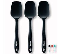 Silicone Spatula Set, High Heat Resistan Rubber Spoon Spatula, Non-Stick Spoonula with Seamless One Piece Design, Flexible Scrapers Baking Mixing Tool,3 Pack, Black