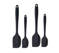 Silicone Spatula Set of 4 Jam Spreader for Peanut Butter,Heat Resistanting Cake Cream Butter Spatulas Long Handle Mixing Batter Scraper Non Stick Flexible for Cake Cooking (Black)