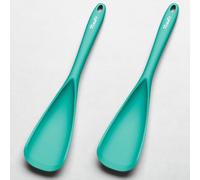 Silicone Spatula Spoon, Great for Both Cooking and Serving Durable BPA-Free Matte Black Silicone, Seamless Design, Safe for Nonstick Cooking Surfaces (2-PCs_Teal)