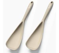 Silicone Spatula Spoon, Great for Both Cooking and Serving Durable BPA-Free Matte Black Silicone, Seamless Design, Safe for Nonstick Cooking Surfaces, 2-Pcs, Khaki
