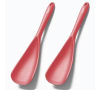 Silicone Spatula Spoon, Great for Both Cooking and Serving Durable BPA-Free Matte Black Silicone, Seamless Design, Safe for Nonstick Cooking Surfaces (2-PCs_Red)