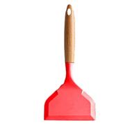 Silicone Spatula Turner, Heat-Resistant Kitchen Utensil, Non-Scratch Cooking Tool with Wooden Handle for Frying Egg, Pizza, Meat, Pie, Steak, Durable Flexible Flipper for Nonstick Cookware
