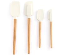 Silicone Spatulas 4pcs/set Wood Handle Baking Spatula Non-stick Cake Cream Butter Spatula Kitchen Utensils for Mixing