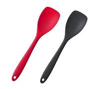 Silicone Spatulas Spoon Set of 2,Non-stick Heat Resistant SiliconScraping Kitchen Baking Bakeware,Silicone Scraper Scoop Mixer for Stirring, Scooping and Mixing,Red and Black