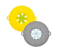 Silicone Spill-Proof Pot Lid - Rotatable Flower Shape Spill Stopper, Boil Over Safeguard, Multifunctional Kitchen Tool (26cm, Yellow)