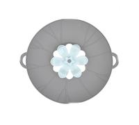 Silicone Spill Stopper Lid Cover, Rotatable Flower-Shaped Boil Over Guard, Heat-Resistant Multifunction Pot & Pan Lid, Microwave Splash Cover, Reusable Kitchen Tool (Grey, 26cm)