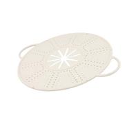 Silicone Spill Stopper Lid with Steam Vent and Handle, Heat Resistant Pot Cover for Cooking Steaming, Dishwasher Safe Kitchen Mat, 13.4x10.8 Inch, Black
